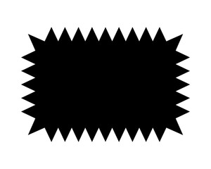 Rectangle frame with zigzag edges. Empty text box, speech bubble, tag or label rectangular shapes with spiky borders isolated on white background. Vector graphic illustration.