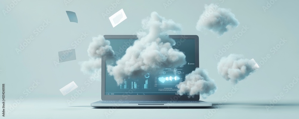 Poster cloud computing data laptop documents