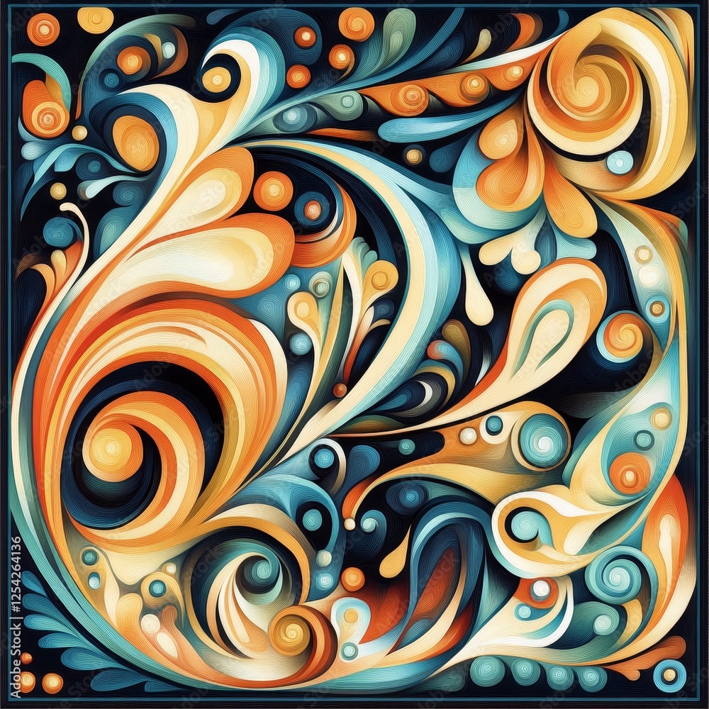 Wall mural colorful abstract design with swirling patterns and vibrant hues in a dynamic composition