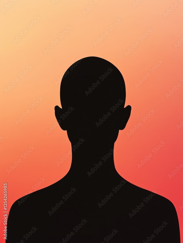 Aufkleber Silhouette of a person with bald patches against a gradient background. Generative AI