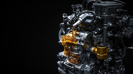 Fototapeta premium Detailed Engine Oil Injection View