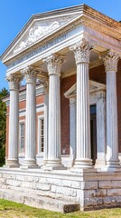 Obraz premium Classic Brick Building Porch, Sunny Day