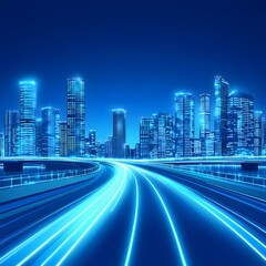 Fototapeta premium Futuristic City Nightscape Highway Light Trails