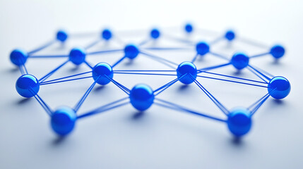 Blue lines and nodes connected like digital network abstract background.