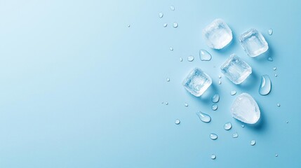 Ice Cubes On Light Blue Background