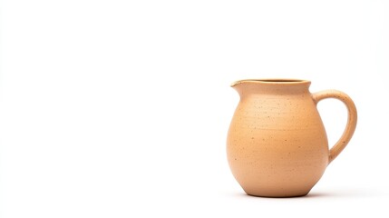 A minimalist ceramic pitcher on a white background, showcasing its smooth texture and simple design