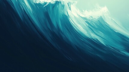 Ocean Wave Abstract Art: Teal and White Strokes