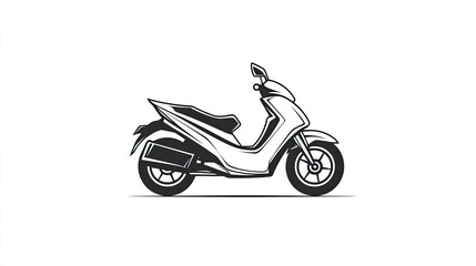 Obraz premium Sleek white scooter parked on a clean street, showcasing modern design against a minimalist backdrop
