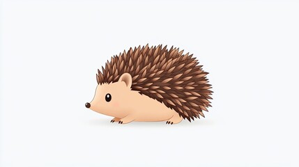Cute cartoon hedgehog character with spiky fur on a plain background, ideal for children's illustrations