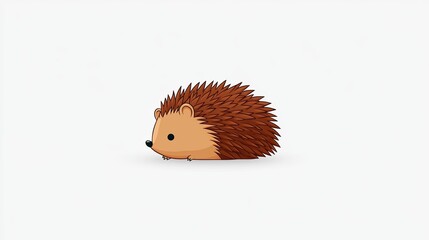 Cute cartoon hedgehog character with brown spines on a white background, ideal for children's illustrations