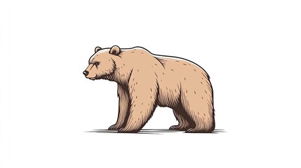 Cartoon illustration of a standing bear in a minimalist style against a plain background