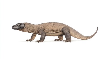 Obraz premium Realistic illustration of a prehistoric creature walking on a plain background showcasing its features