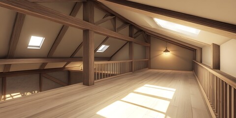 cozy attic space with sloped ceiling, skylight, and wooden beams