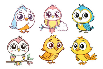 A Bundle of Cute Bird vector cartoon illustration Easter day
