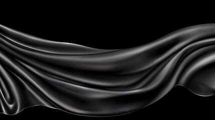Fototapeta premium Elegant Black Satin Fabric Draped Smoothly Against Dark Background
