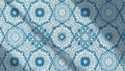 Intricate Dark Blue Floral Pattern with Overlapping Mandala Designs and Textured Background