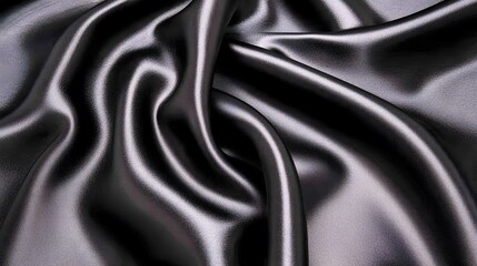 Obraz premium Smooth Black Satin Fabric Texture with Elegant Drapery Patterns