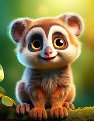 Fototapeta premium Niedliches Loris, grüner Hintergrund