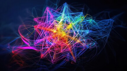 Obraz premium Abstract Colorful Geometric Design With Glowing Particles