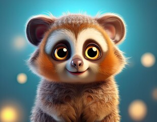 Niedliches Loris, blauer Hintergrund