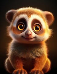 Niedliches Loris, schwarzer Hintergrund