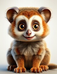 Fototapeta premium Niedliches Loris, weißer Hintergrund