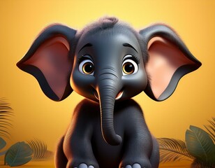 Niedlicher Elefant, gelber Hintergrund