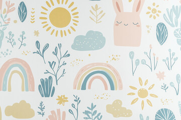 Naklejka premium パターン, 虹, 子供向け, 模様, ベクター, シームレス, カード, 花, デザイン, イラスト, 壁紙, 赤ちゃん, 文科系, ピンク, 質感, デコレーション, フローラル, フレーム, manga, ビンテージ, とぶ, invitation, 愛, スタイル, クリスマス, 自然, 成分