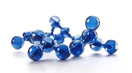 Blue molecule model, studio shot, white background, science (1)