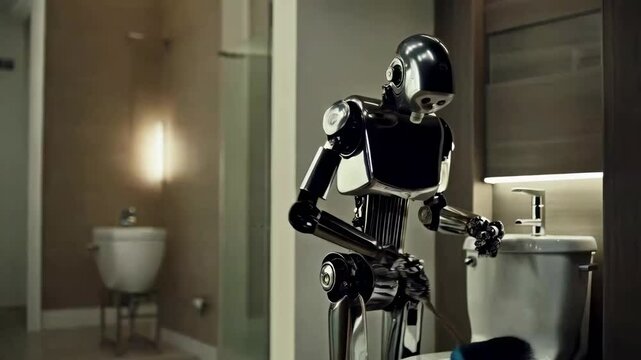 humanoid robot cleaning toilet