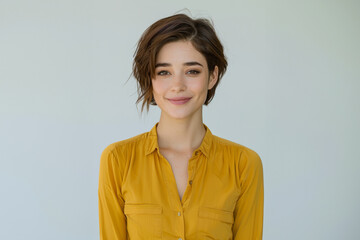 Portraits of Caucasian woman aged 20-40, in clean, simple attire unique styles and personalities in a minimalistic setting.