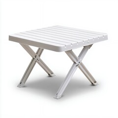 White Plastic Square Table With X Shaped Base