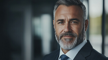 Confident Caucasian Male Entrepreneur in a Stylish Suit Smiling in a Modern Business Environment, Representing Leadership, Success, and Professionalism
