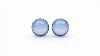 Two translucent blue spheres reflecting light against a clean white background