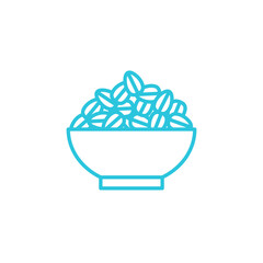 Whole Grain Oats Bowl icon. Isolated on white background. Blue icon set