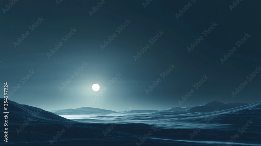 Poster moonlit ocean waves create a serene atmosphere under the night sky in a tranquil coastal setting. ge