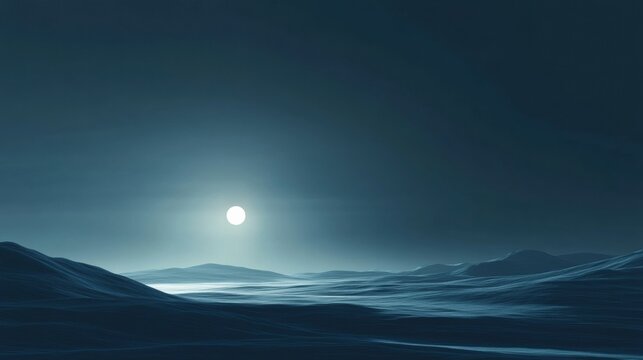 Moonlit ocean waves create a serene atmosphere under the night sky in a tranquil coastal setting. Generative AI - Powered by Adobe