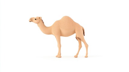 Realistic 3D model of a camel standing on a plain background, ideal for educational use