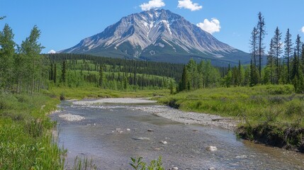 Mountain river valley, summer scenery, tranquil view
