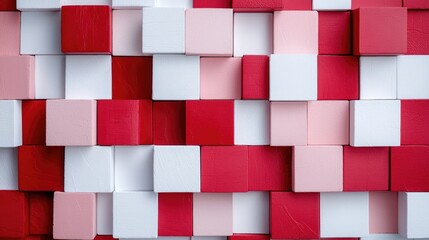 Abstract Red Pink White Cubes Background Texture