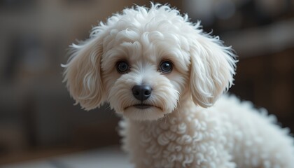 Adorable Fluffy White Puppy Dog Portrait
