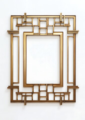 vintage Golden Antique Picture Frame designed as a decorative border for a blank picture on white background