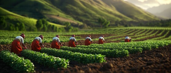 Group of rural indian women in traditional attire working in a field during daytime