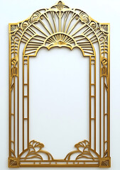 vintage Golden Antique Picture Frame designed as a decorative border for a blank picture on white background