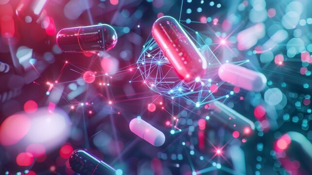 An abstract representation of a blockchainpowered healthcare data marketplace allowing patients to monetize their health data while maintaining control and privacy.