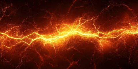 Bright Orange Lightning Bolt on Dark Background for Dramatic Effect