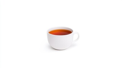 A simple white cup filled with steaming tea placed on a clean surface, highlighting tranquility