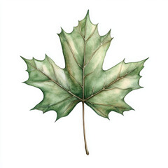 Fototapeta premium Green maple leaf art evokes nature beauty and watercolor charm