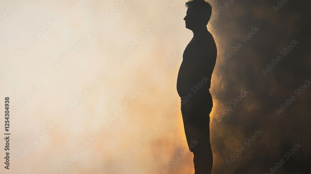 Poster weight loss journey represented by silhouette before and after transformation showcasing personal pr