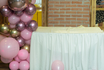 June 23, 2019 - Belgrade, Serbia. Decoration around the table on which there will be a birthday...